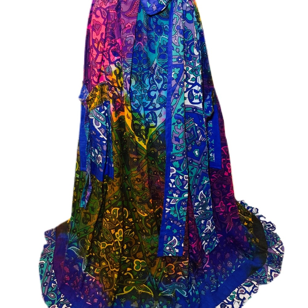 Boho Maxi Skirt Handmade Wraparound Maxi Skirt with large patch pockets - Picture 5 of 6